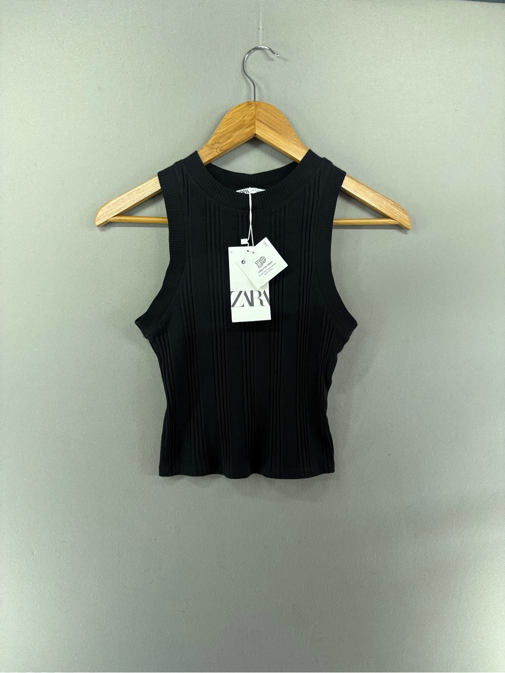 NWT Zara Women Ribbed Tank Top Size Small Black